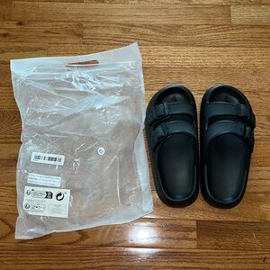 olid Color Casual Sandals, Slip On Soft Sole Platform Home Slides